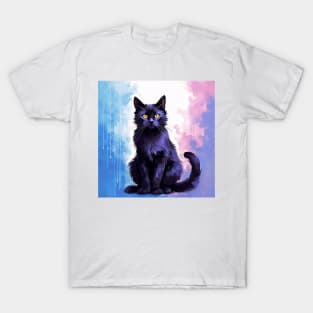Watercolor Black Cat Portrait T-Shirt